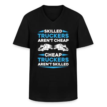 Chauffeur de camion Chauffeur de camion Chauffeur professionnel Camionneur - T-shirt col V Homme - noir - Devant - AI Model Male 178 dark (178cm)