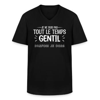Mon temps de gentillesse a expiré. Cassez-vous ! - T-shirt col V Homme - noir - Devant - AI Model Male 178 dark (178cm)