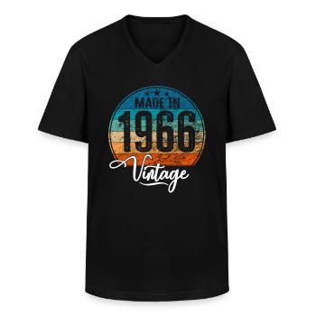Vintage Made in 1966 Geburtsjahr 1966 Geburtstag - Männer-T-Shirt mit V-Ausschnitt - Schwarz - Vorne - AI Model Male 178 dark (178cm)