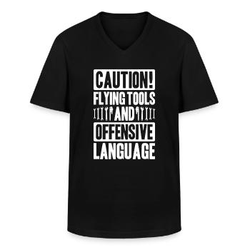 Usine mécanicien plombier plombier chauffage sanitaire - T-shirt col V Homme - noir - Devant - AI Model Male 178 dark (178cm)