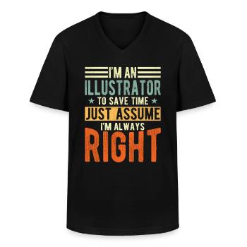 Illustrator - Men's V-Neck T-Shirt - black - Front - AI Model Male 178 dark (178cm)