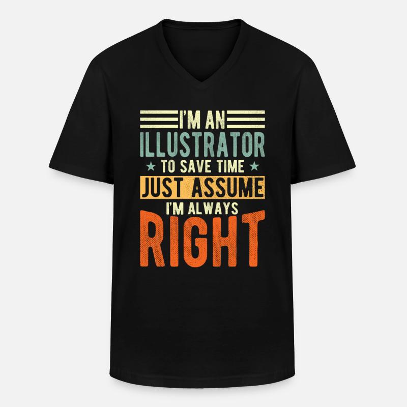 Illustrator - Männer-T-Shirt mit V-Ausschnitt - Schwarz