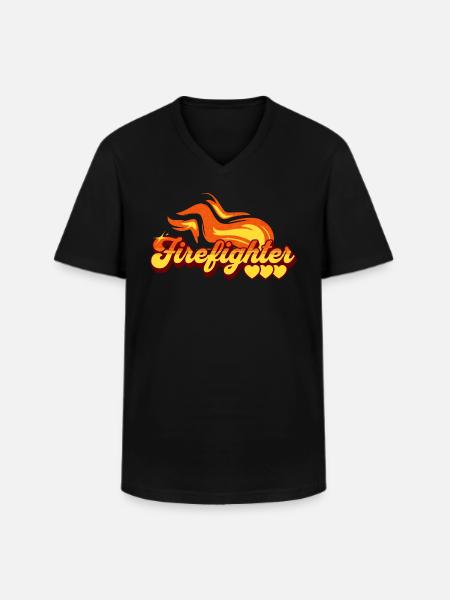 Firefighter Gift Flame Pattern - Men's V-Neck T-Shirt - black
