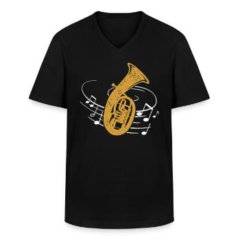 Baritonhorn Noten Tenorhorn Blasmusik Musiker - Männer-T-Shirt mit V-Ausschnitt - Schwarz - Vorne - AI Model Male 178 dark (178cm)