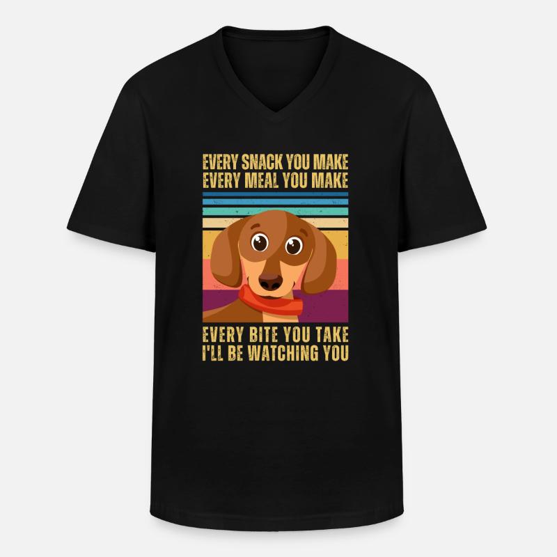 DACKEL BEOBACHTEN - Männer-T-Shirt mit V-Ausschnitt - Schwarz