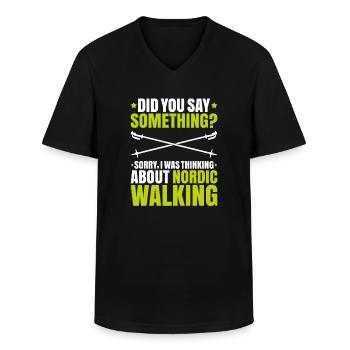 Nordic Walking Nordic Walker Nordic Walken - Men's V-Neck T-Shirt - black - Front - AI Model Male 178 dark (178cm)