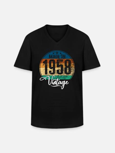 Vintage Made in 1958 Year of birth 1958 Birthday - Men's V-Neck T-Shirt - black
