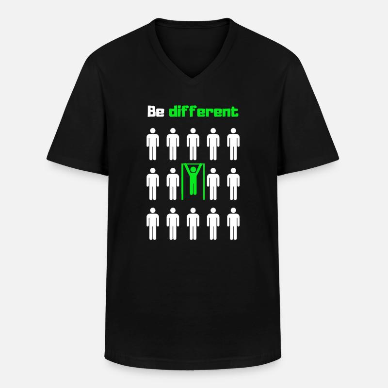 Be different, train - Men's V-Neck T-Shirt - black