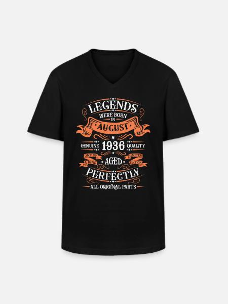 August 1936 Birthday Man - Men's V-Neck T-Shirt - black