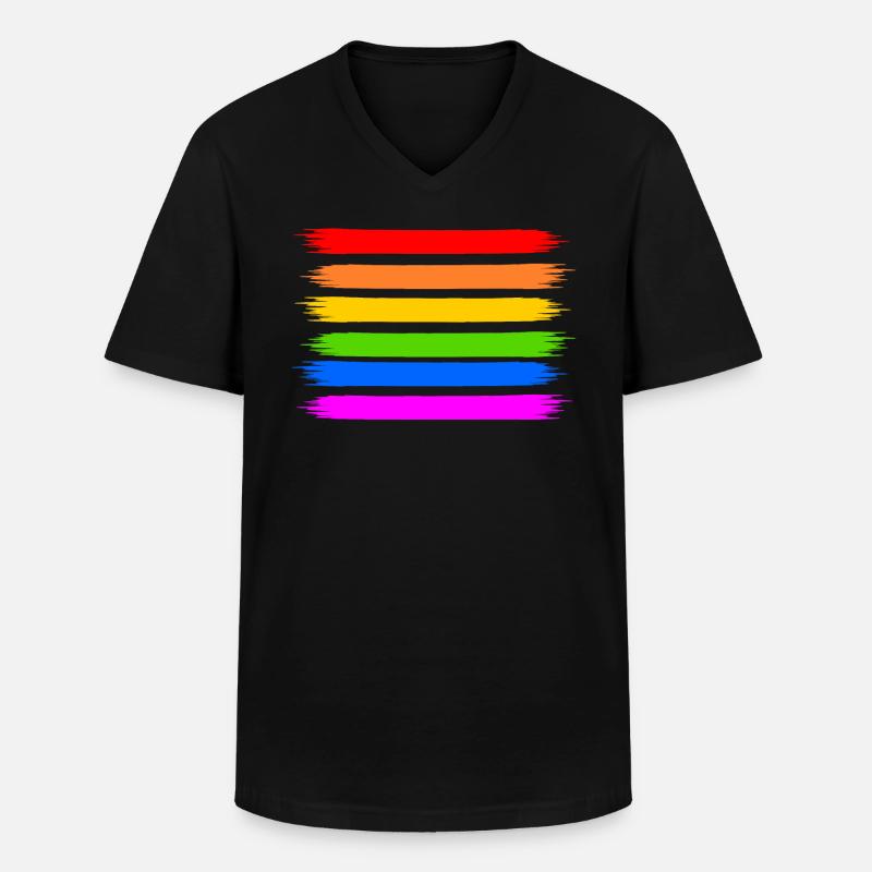 Regenbogen Regenbogenfahne - Männer-T-Shirt mit V-Ausschnitt - Schwarz