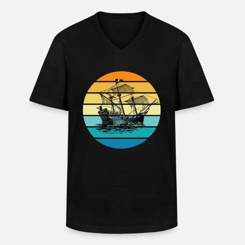 Piratenschiff - Männer-T-Shirt mit V-Ausschnitt - Schwarz