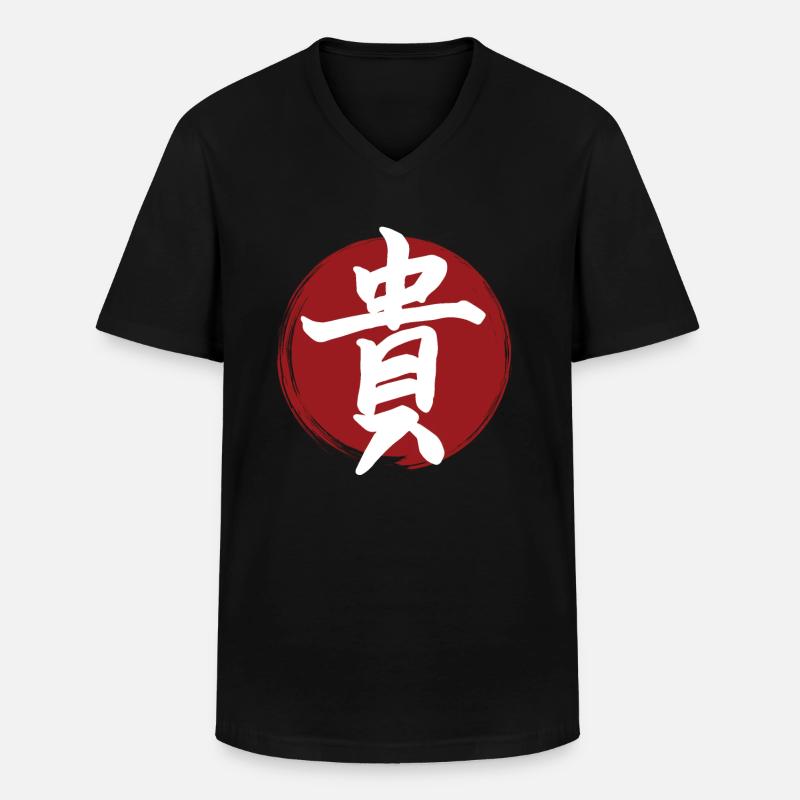 Honor Kanji - Men's V-Neck T-Shirt - black