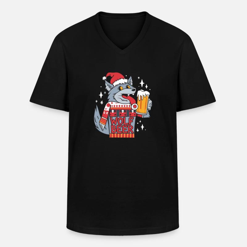 Wolf - Männer-T-Shirt mit V-Ausschnitt - Schwarz