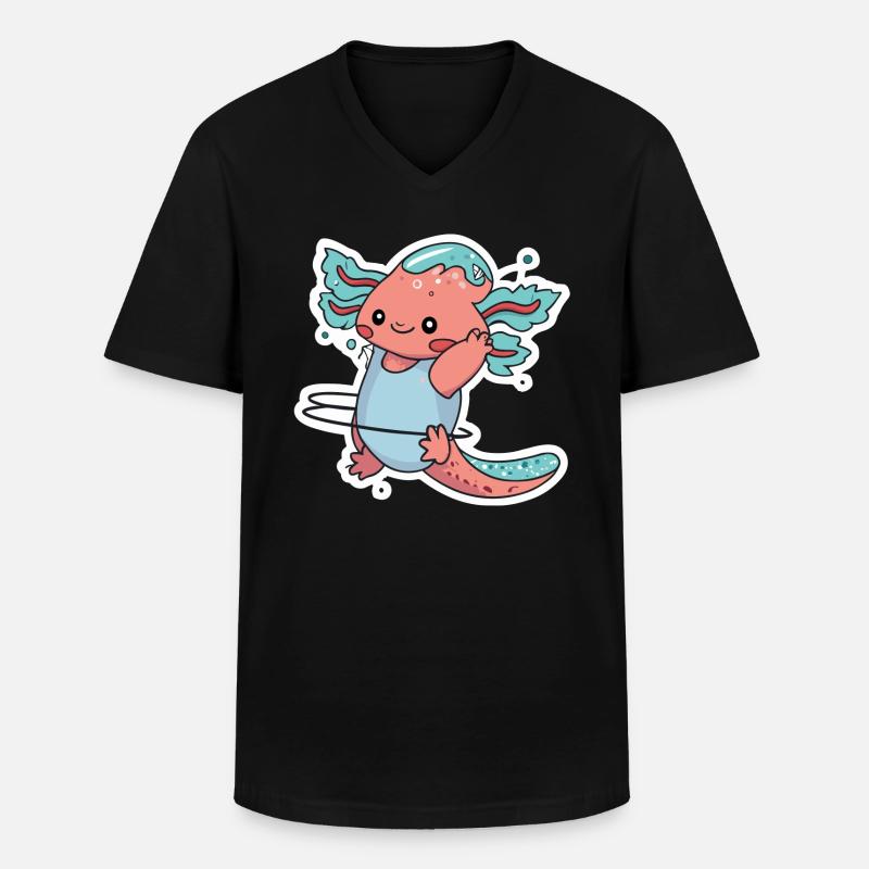 Hulahoop Axolotl - Männer-T-Shirt mit V-Ausschnitt - Schwarz