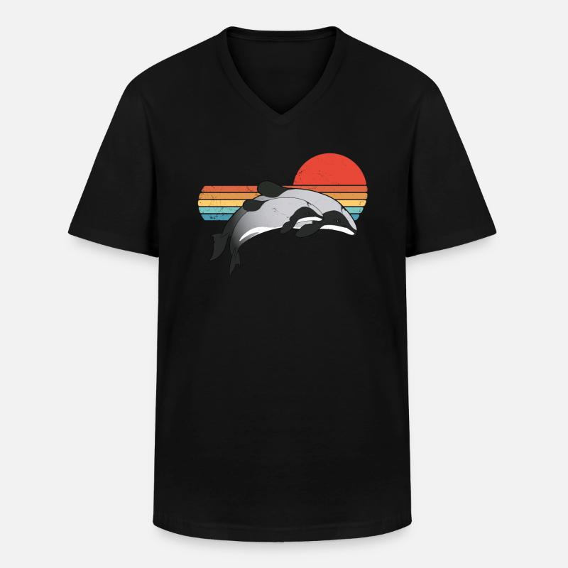Neuseeland Maui Delfin - Männer-T-Shirt mit V-Ausschnitt - Schwarz