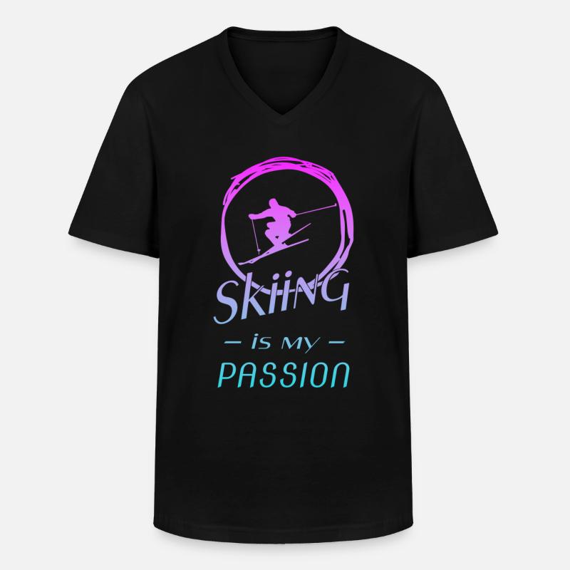 skiing - Männer-T-Shirt mit V-Ausschnitt - Schwarz