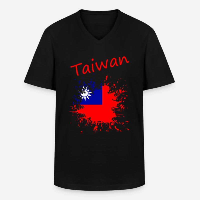 Taiwan - Männer-T-Shirt mit V-Ausschnitt - Schwarz