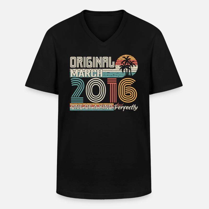 März 2016 Geburtstag März 2016 Geschenk - Männer-T-Shirt mit V-Ausschnitt - Schwarz
