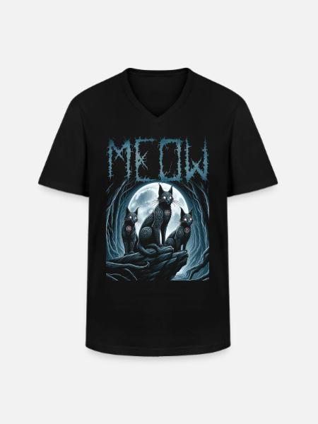 Black Metal, Cat, Goth og dødsmetal - Klassisk herre T-shirt med V-udskæring - sort