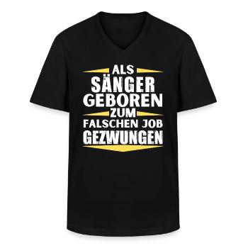 Singer landed in the wrong job - Men's V-Neck T-Shirt - black - Front - AI Model Male 178 dark (178cm)