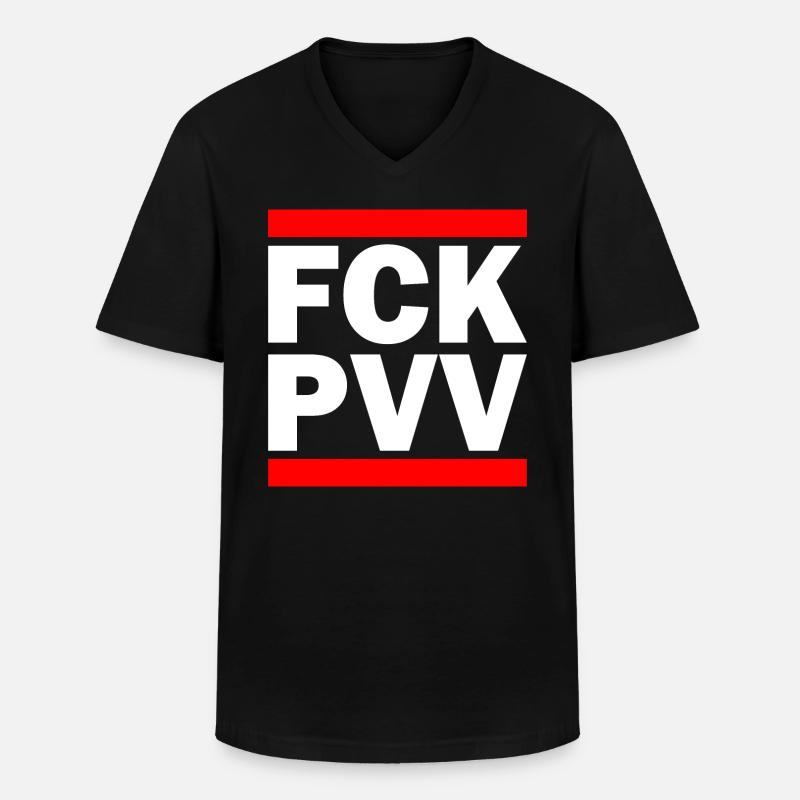 Fck pvv - Männer-T-Shirt mit V-Ausschnitt - Schwarz