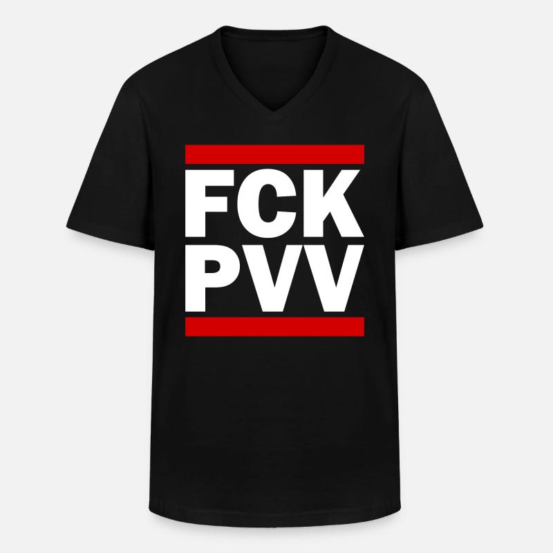 Fck pvv - Männer-T-Shirt mit V-Ausschnitt - Schwarz