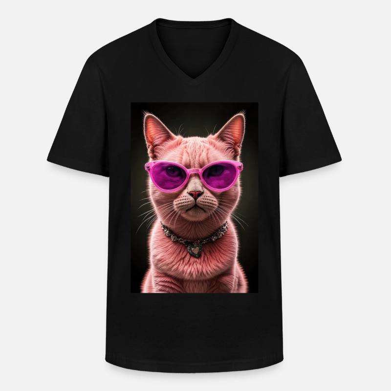 Diva der Katzenwelt - Männer-T-Shirt mit V-Ausschnitt - Schwarz
