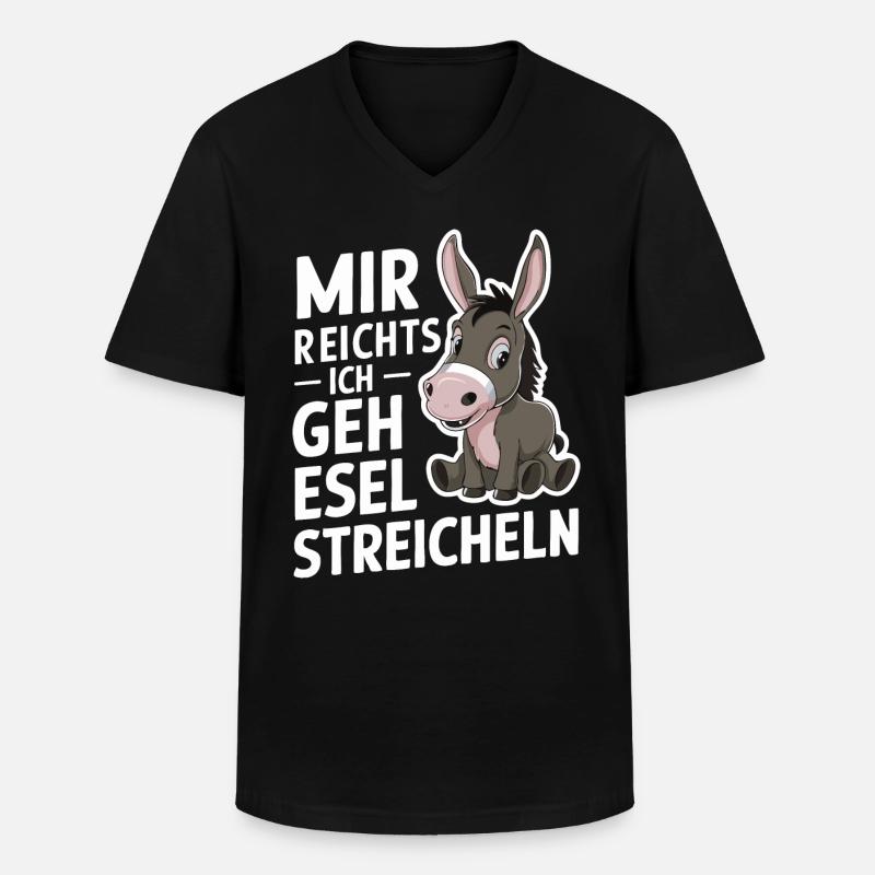 Esel Eselchen Maultier Muli - Männer-T-Shirt mit V-Ausschnitt - Schwarz