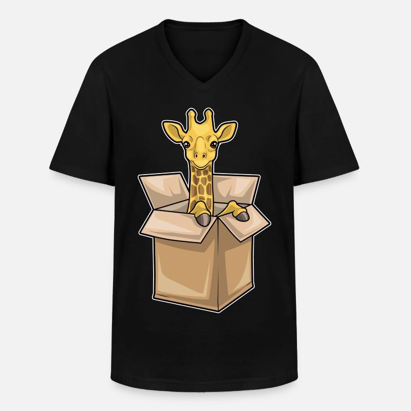 Giraffe Karton - Männer-T-Shirt mit V-Ausschnitt - Schwarz
