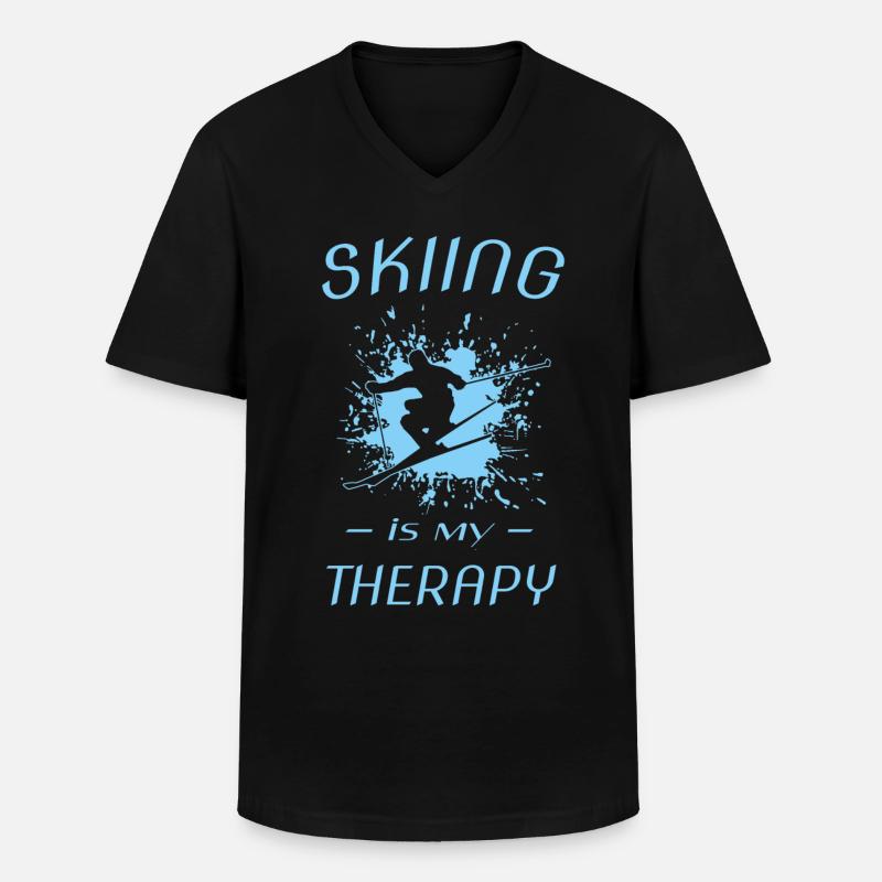 Ski - Männer-T-Shirt mit V-Ausschnitt - Schwarz