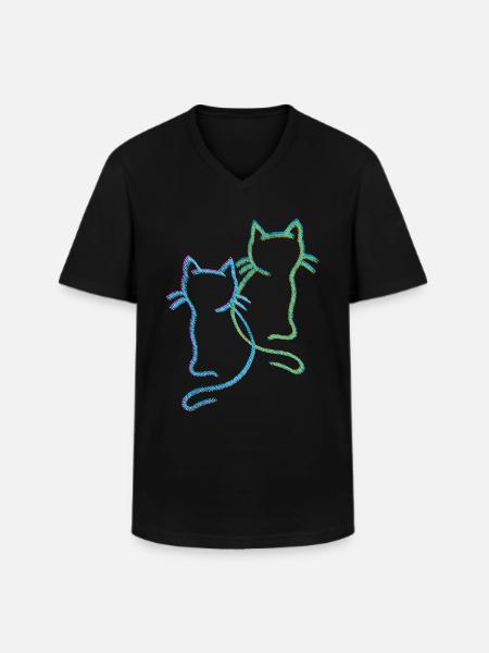 Chats, Chats, Chatons - T-shirt col V Homme - noir