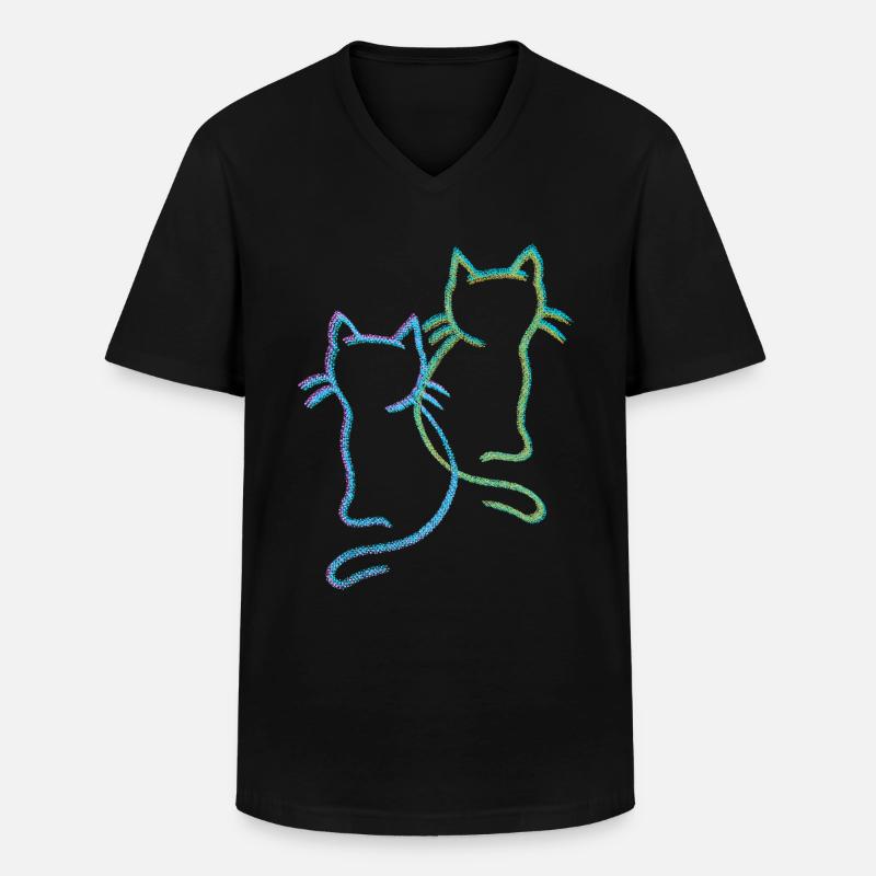 Katzen Katze Kätzchen - Männer-T-Shirt mit V-Ausschnitt - Schwarz