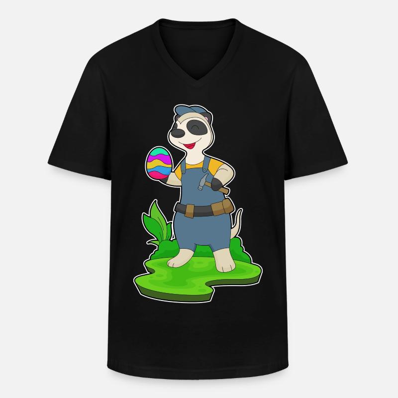 Erdmännchen Ostern Handwerker - Männer-T-Shirt mit V-Ausschnitt - Schwarz