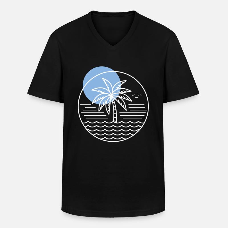 Palm Tree Circle - Men's V-Neck T-Shirt - black