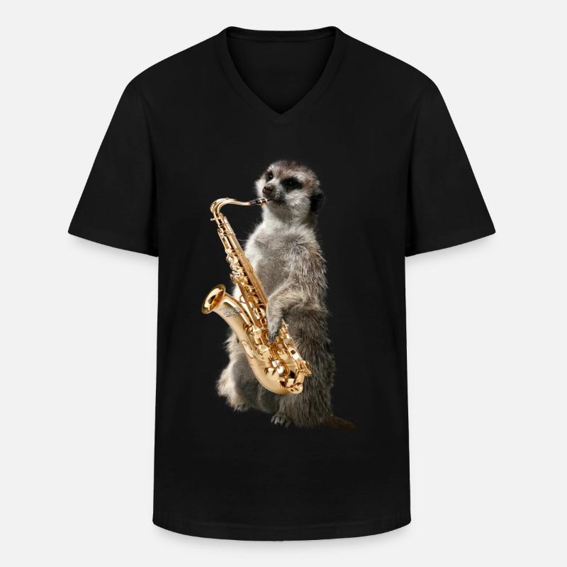 Erdmaennchensax - Männer-T-Shirt mit V-Ausschnitt - Schwarz