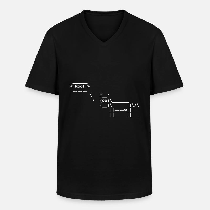 Cowsay - Linux - Terminal - Männer-T-Shirt mit V-Ausschnitt - Schwarz