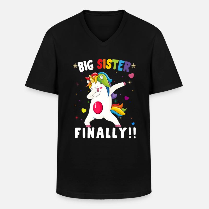 GROSSE SCHWESTER ENDLICH - Männer-T-Shirt mit V-Ausschnitt - Schwarz