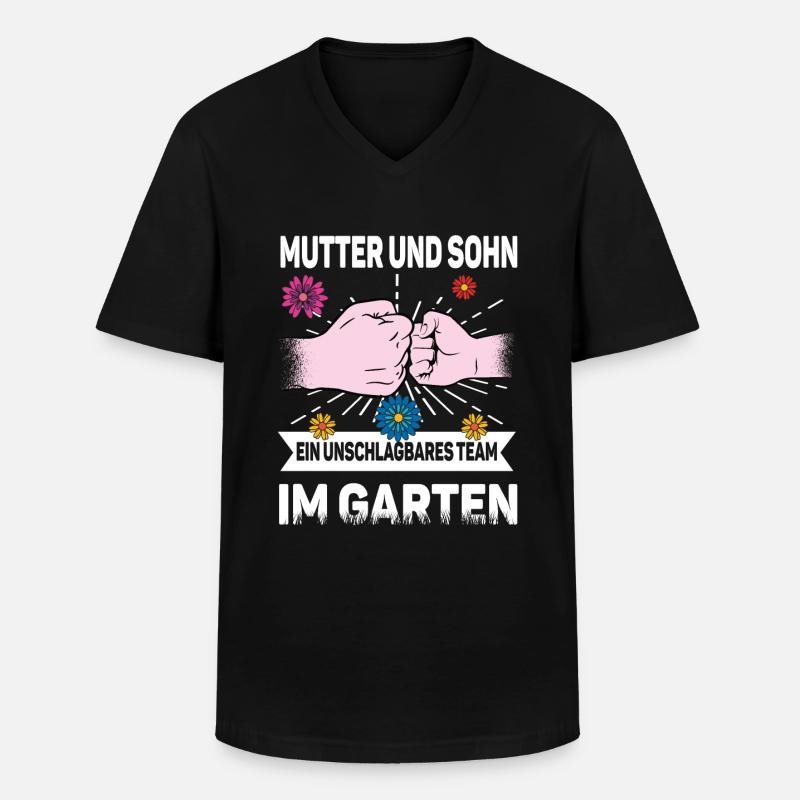 Mutter Sohn Garten - Männer-T-Shirt mit V-Ausschnitt - Schwarz