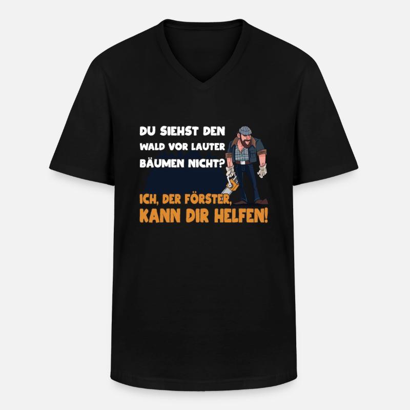Waldfacharbeiter Förster - Männer-T-Shirt mit V-Ausschnitt - Schwarz