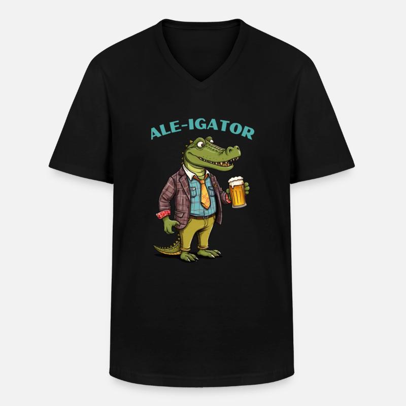 Ale-Igator - Männer-T-Shirt mit V-Ausschnitt - Schwarz
