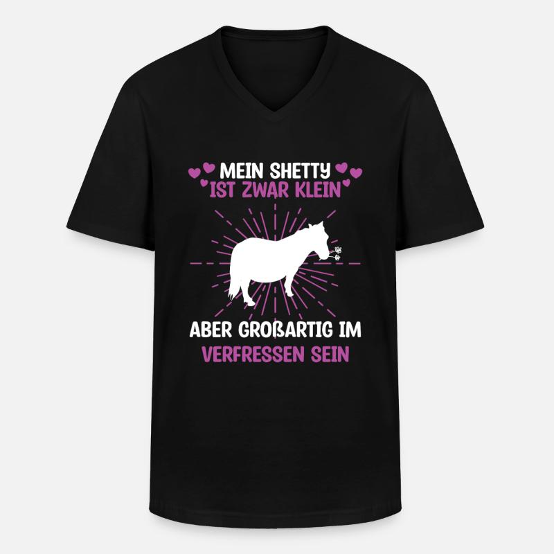 Kleines Shetty Pferdekoppel longieren - Männer-T-Shirt mit V-Ausschnitt - Schwarz