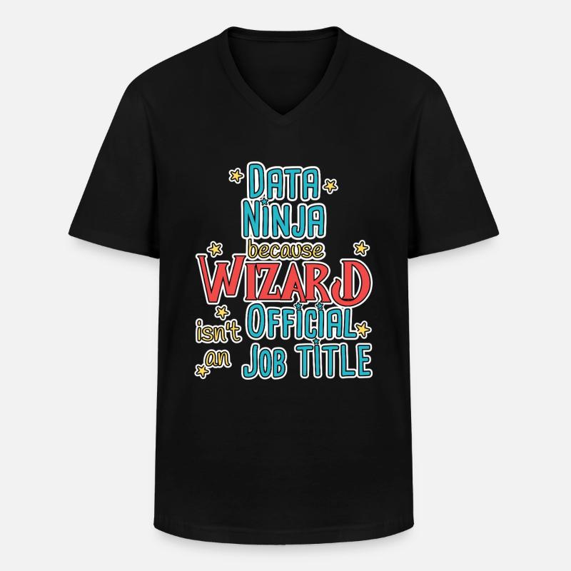 Data Ninja Wizard - Männer-T-Shirt mit V-Ausschnitt - Schwarz