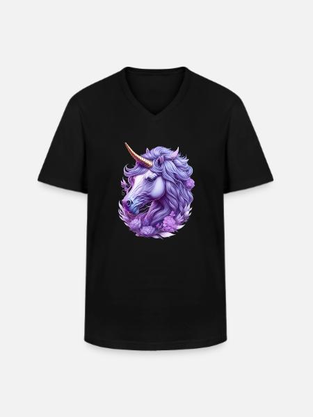 Majestätisches Einhorn - Männer-T-Shirt mit V-Ausschnitt - Schwarz