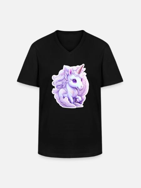 Süßes Einhorn - Männer-T-Shirt mit V-Ausschnitt - Schwarz