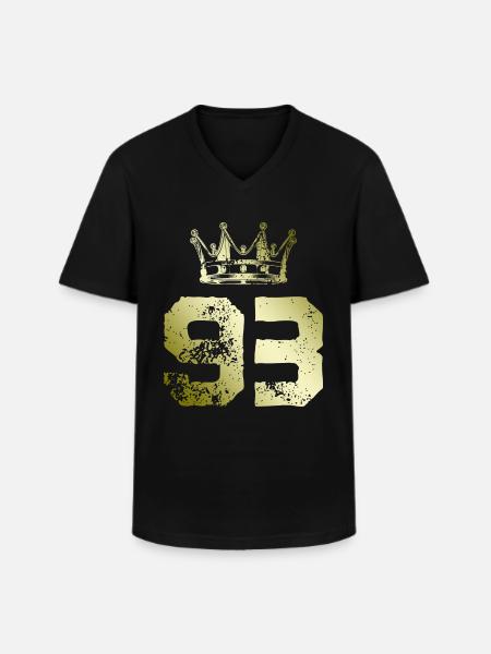 93 Number crown - Men's V-Neck T-Shirt - black