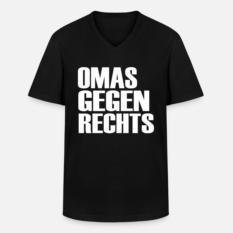 Omas gegen rechts - Männer-T-Shirt mit V-Ausschnitt - Schwarz