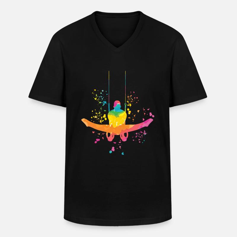 Kunstturner Ringe Kunstturnen - Männer-T-Shirt mit V-Ausschnitt - Schwarz