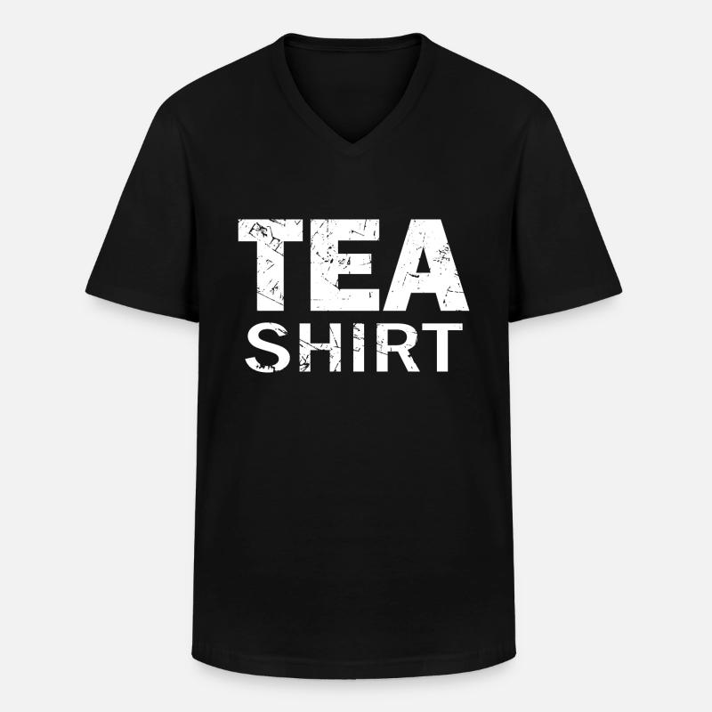 Tee-Hemd - Männer-T-Shirt mit V-Ausschnitt - Schwarz