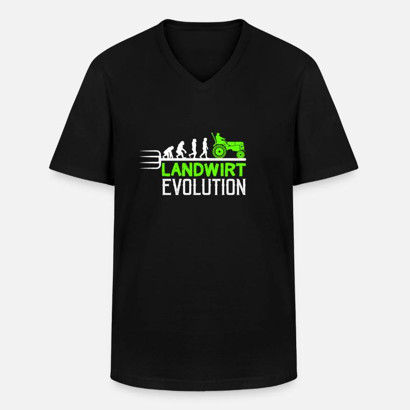 Landwirt Evolution Bauer Geschenk - Männer-T-Shirt mit V-Ausschnitt - Schwarz