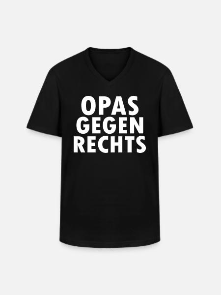 Opas gegen rechts - Männer-T-Shirt mit V-Ausschnitt - Schwarz